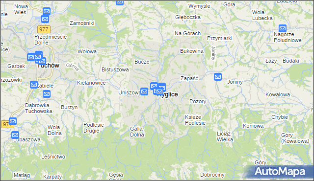 mapa Ryglice, Ryglice na mapie Targeo