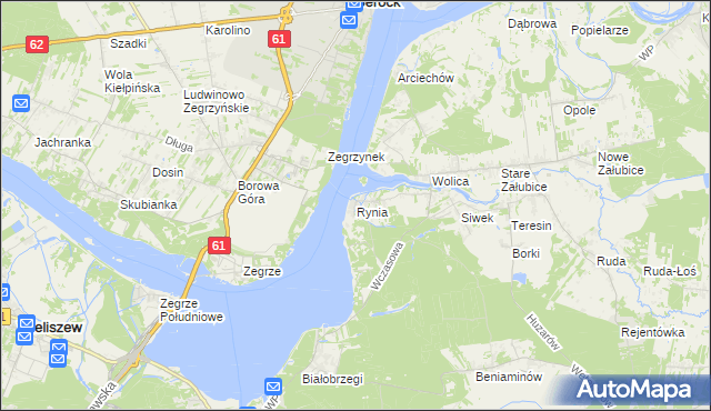 mapa Rynia gmina Nieporęt, Rynia gmina Nieporęt na mapie Targeo