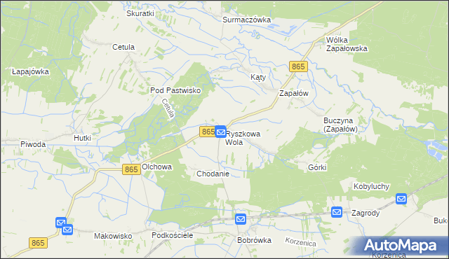 mapa Ryszkowa Wola, Ryszkowa Wola na mapie Targeo