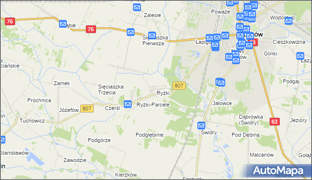 mapa Ryżki, Ryżki na mapie Targeo