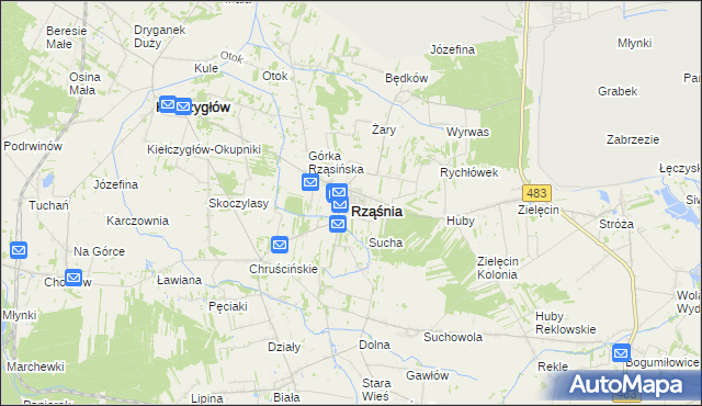 mapa Rząśnia, Rząśnia na mapie Targeo