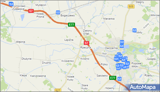mapa Rzeczna, Rzeczna na mapie Targeo