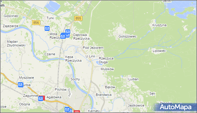 mapa Rzeczyca Długa, Rzeczyca Długa na mapie Targeo