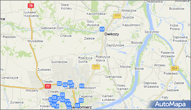 mapa Rzeczyca Mokra, Rzeczyca Mokra na mapie Targeo