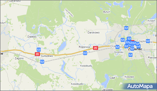 mapa Rzęśnica, Rzęśnica na mapie Targeo