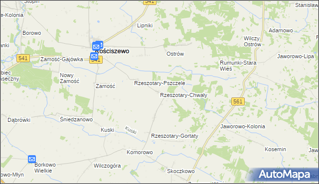 mapa Rzeszotary-Chwały, Rzeszotary-Chwały na mapie Targeo