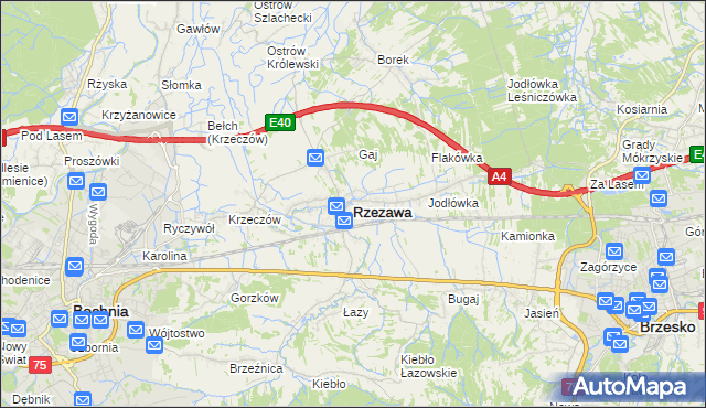 mapa Rzezawa, Rzezawa na mapie Targeo