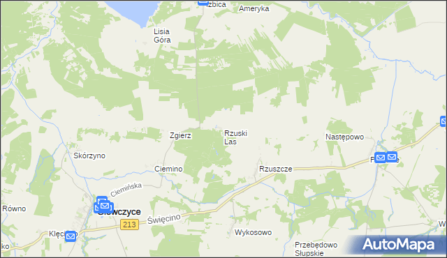 mapa Rzuski Las, Rzuski Las na mapie Targeo