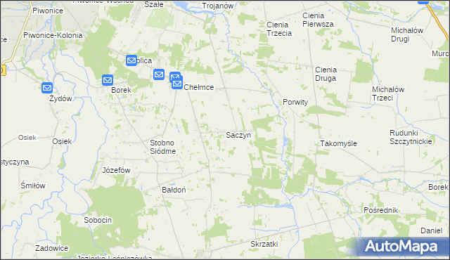 mapa Saczyn, Saczyn na mapie Targeo