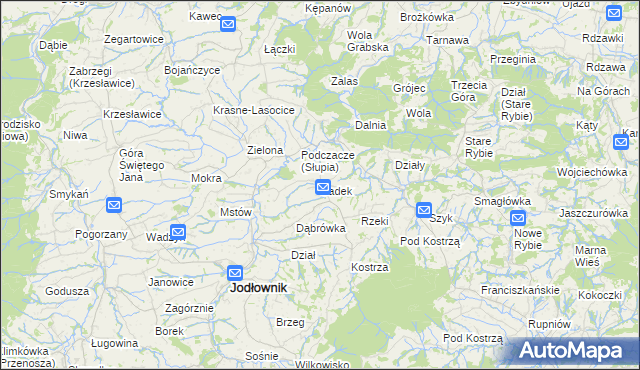 mapa Sadek gmina Jodłownik, Sadek gmina Jodłownik na mapie Targeo