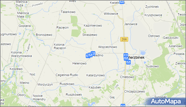 mapa Sadlno gmina Wierzbinek, Sadlno gmina Wierzbinek na mapie Targeo