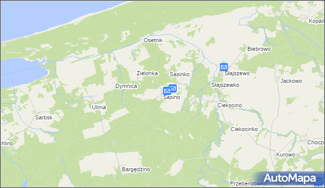 mapa Sasino, Sasino na mapie Targeo