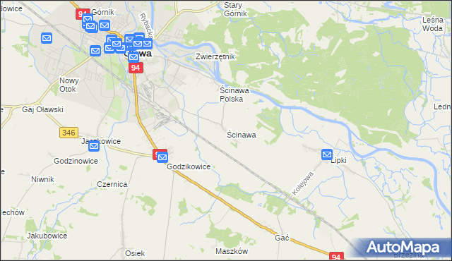 mapa Ścinawa gmina Oława, Ścinawa gmina Oława na mapie Targeo