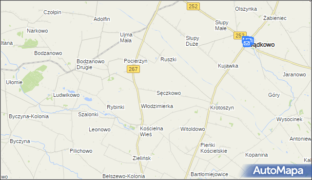 mapa Sęczkowo gmina Osięciny, Sęczkowo gmina Osięciny na mapie Targeo