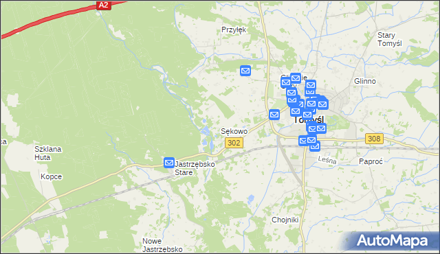 mapa Sękowo gmina Nowy Tomyśl, Sękowo gmina Nowy Tomyśl na mapie Targeo