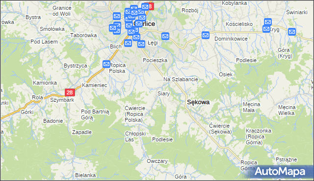 mapa Siary, Siary na mapie Targeo