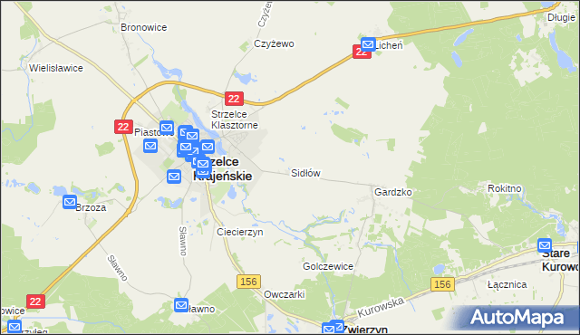 mapa Sidłów, Sidłów na mapie Targeo