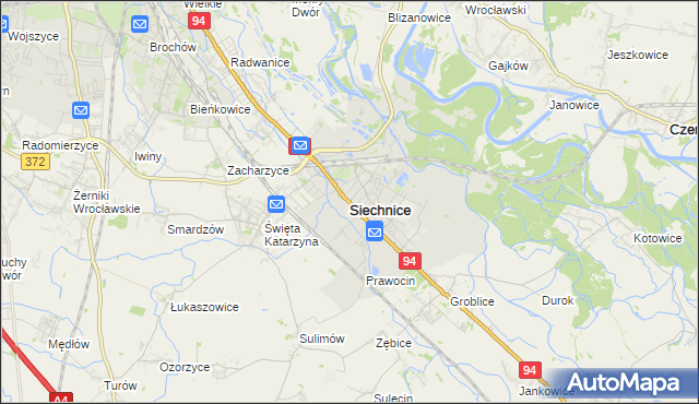 mapa Siechnice, Siechnice na mapie Targeo