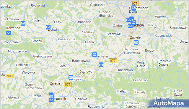 mapa Siedliska gmina Tuchów, Siedliska gmina Tuchów na mapie Targeo