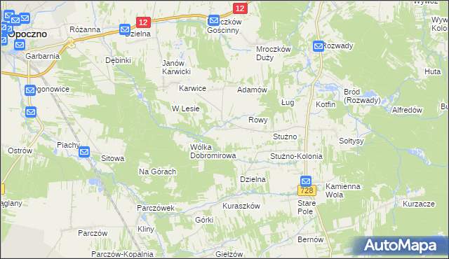 mapa Sielec gmina Opoczno, Sielec gmina Opoczno na mapie Targeo