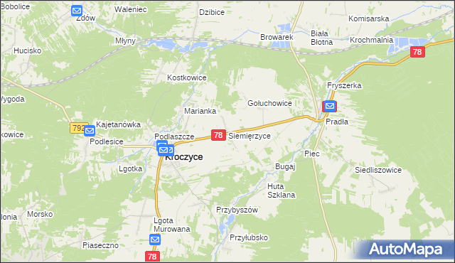 mapa Siemięrzyce, Siemięrzyce na mapie Targeo