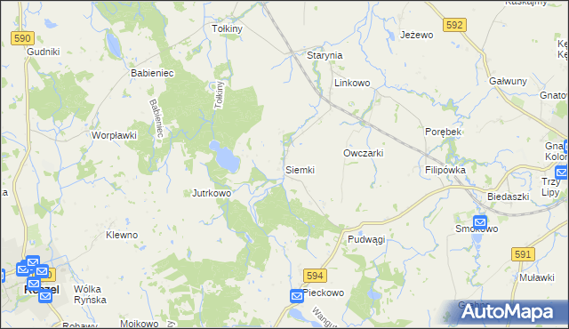 mapa Siemki, Siemki na mapie Targeo