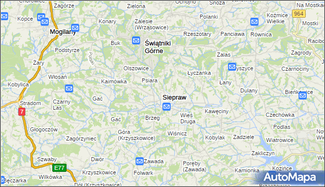 mapa Siepraw, Siepraw na mapie Targeo