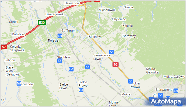 mapa Sierakowice Lewe, Sierakowice Lewe na mapie Targeo