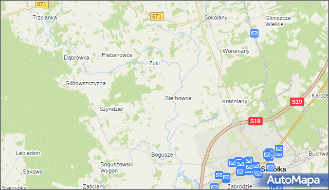 mapa Sierbowce, Sierbowce na mapie Targeo