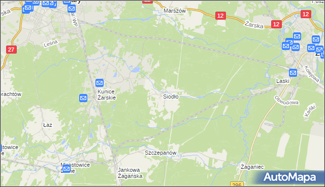 mapa Siodło gmina Żary, Siodło gmina Żary na mapie Targeo