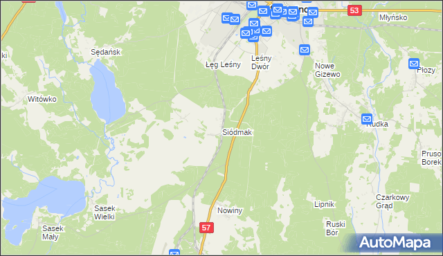 mapa Siódmak gmina Szczytno, Siódmak gmina Szczytno na mapie Targeo