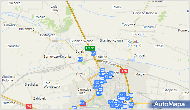 mapa Sitaniec, Sitaniec na mapie Targeo