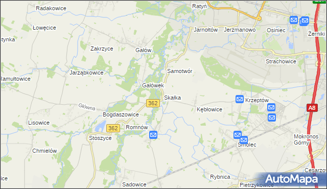 mapa Skałka gmina Kąty Wrocławskie, Skałka gmina Kąty Wrocławskie na mapie Targeo