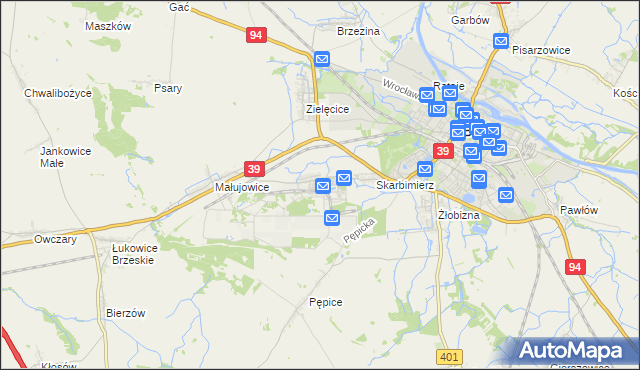 mapa Skarbimierz-Osiedle, Skarbimierz-Osiedle na mapie Targeo