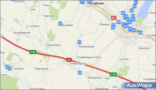 mapa Skarboszewo gmina Strzałkowo, Skarboszewo gmina Strzałkowo na mapie Targeo