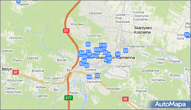 mapa Skarżysko-Kamienna, Skarżysko-Kamienna na mapie Targeo