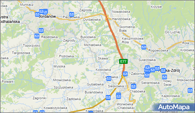 mapa Skawa, Skawa na mapie Targeo