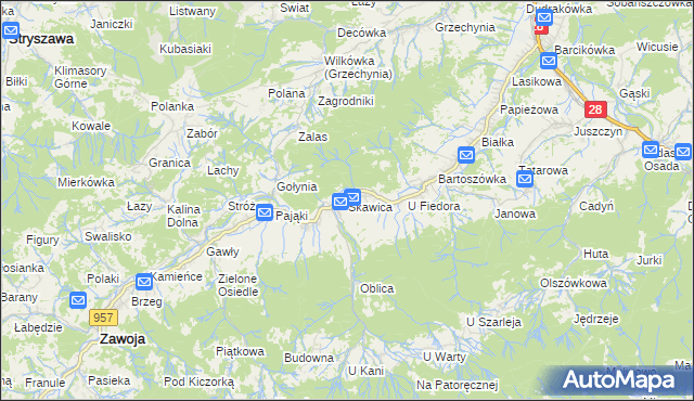 mapa Skawica, Skawica na mapie Targeo