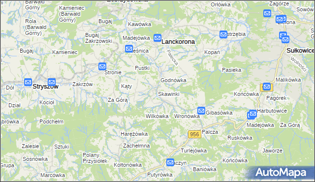 mapa Skawinki, Skawinki na mapie Targeo