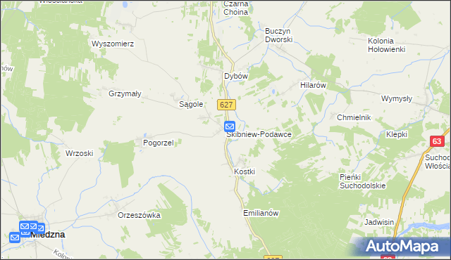 mapa Skibniew-Podawce, Skibniew-Podawce na mapie Targeo