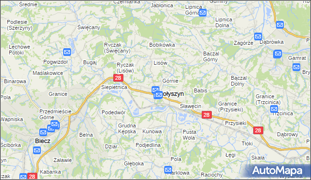 mapa Skołyszyn, Skołyszyn na mapie Targeo