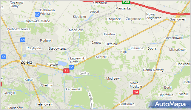 mapa Skotniki gmina Zgierz, Skotniki gmina Zgierz na mapie Targeo