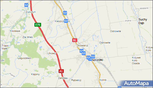 mapa Skowarcz, Skowarcz na mapie Targeo