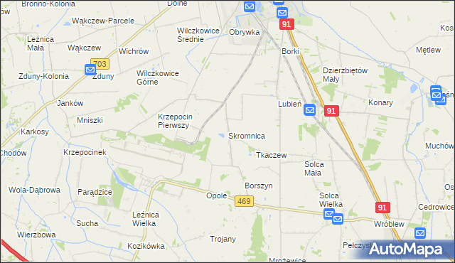 mapa Skromnica, Skromnica na mapie Targeo
