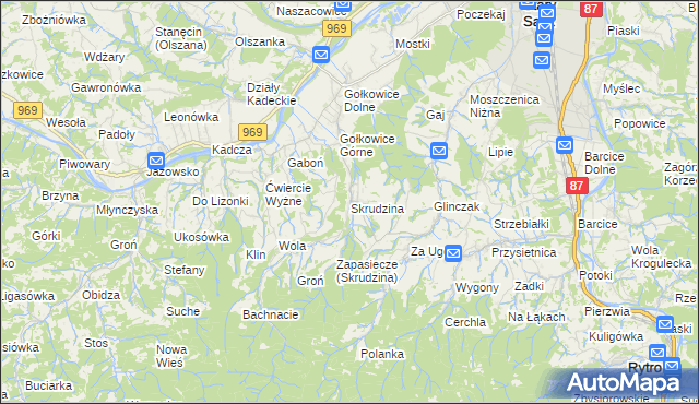 mapa Skrudzina, Skrudzina na mapie Targeo