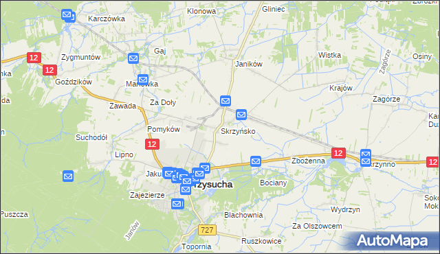 mapa Skrzyńsko, Skrzyńsko na mapie Targeo