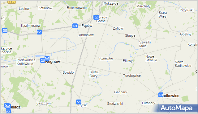 mapa Sławków gmina Regnów, Sławków gmina Regnów na mapie Targeo