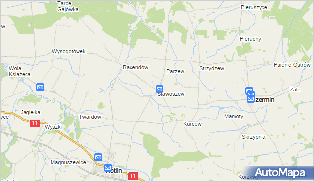 mapa Sławoszew, Sławoszew na mapie Targeo