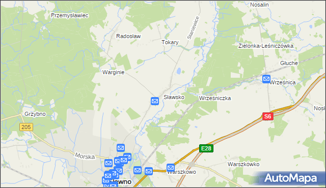 mapa Sławsko, Sławsko na mapie Targeo