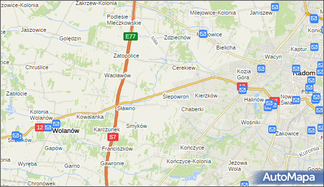 mapa Ślepowron, Ślepowron na mapie Targeo